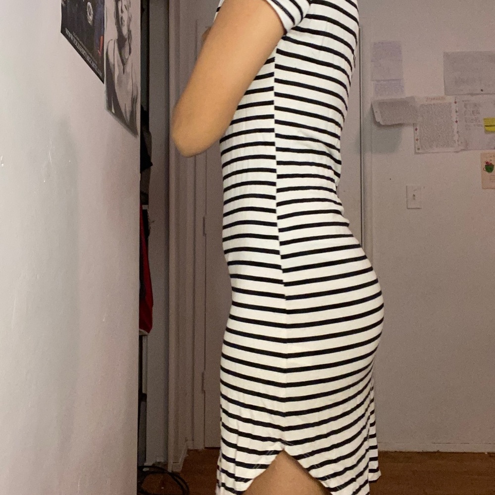 Black and white striped dress